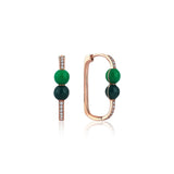 Neomi Twin Green Enamel Diamond Earrings