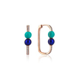 Neomi Twin Navy Blue Aquamarine Enamel Diamond Earrings