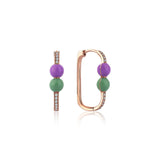Neomi Twin Mint Green Lilac Enamel Diamond Earrings