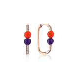 Neomi Twin Purple Orange Enamel Diamond Earrings