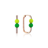 Neomi Twin Neon Yellow Green Enamel Diamond Earrings
