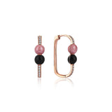 Neomi Twin Black Pink Mother of Pearl Enamel Diamond Earrings