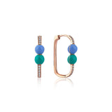 Neomi Twin Aquamarine Green Enamel Diamond Earrings