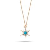North Star 14ct Rose Gold Turquoise Star Pendant Diamond Necklace