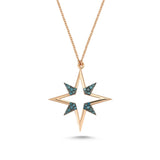 North Star 14ct Rose Gold Blue Diamond Necklace