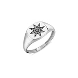 North Star 14ct White Gold Signet Diamond Ring