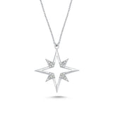 North Star 14ct White Gold Star Pendant Diamond Necklace
