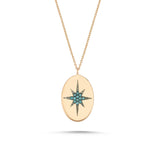 North Star 14ct Rose Gold Blue Diamond Circle Plate Necklace