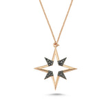 North Star 14ct Rose Gold Black Diamond Necklace