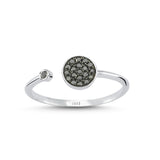 Pave 14ct White Gold Double Circle Black Diamond Ring