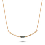 Pave 14ct Rose Gold Blue Diamond Necklace