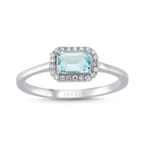 Procida 14ct White Gold Aquamarine and Diamond Cluster Ring