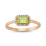 Procida 14ct Rose Gold Peridot and Diamond Cluster Ring